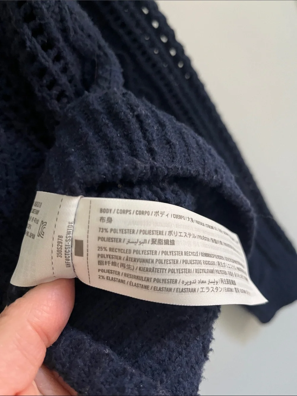 Hollister Navy Open-Knit Button Cardigan Sweater - Picture 4 of 6
